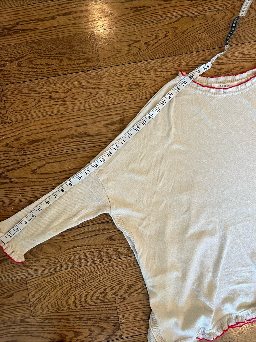Mersea Catalina Ruffle Sweater Cream With Red Trim OS - Picture 8 of 8